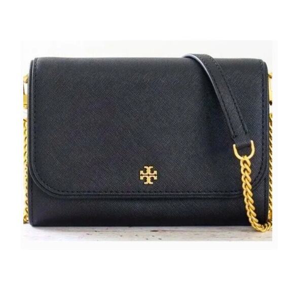 Tory Burch NEW Emerson Chain Wallet Womens Black Saffiano Leather Crossbody Bag - Picture 11 of 11